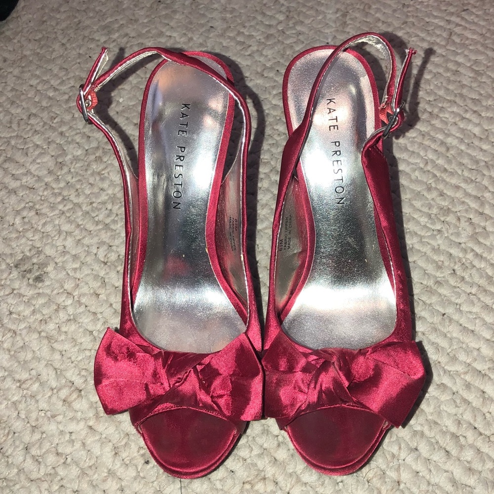 Red Satin Kate Preston Heels- Size 6.5 Women